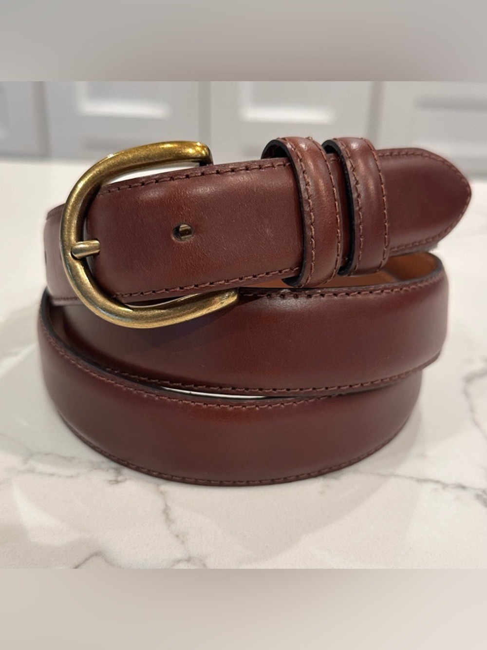 Jos A Bank Italian Leather Belt Brass Buckle Mens 46 Brown Professional Career